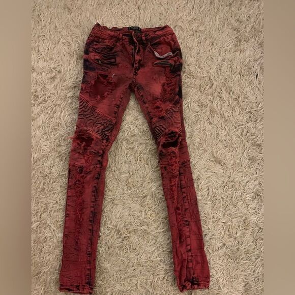 Red Splash womens premium collection red moto style denim size 7 - Picture 1 of 3